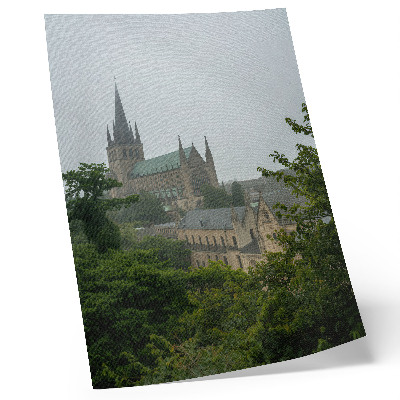 Decoratieve poster Een gotische kathedraal te midden van de groene bomen.