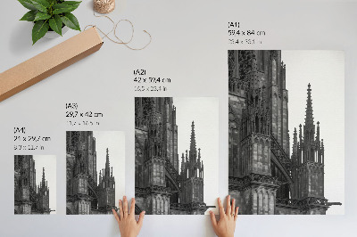 Wandposter Gotische architectuur, rijkelijk versierd met contrasterende elementen.