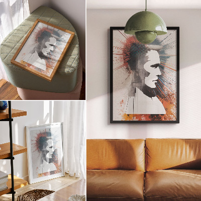 Poster Gezichtsprofiel, dynamische lijnen, modern
