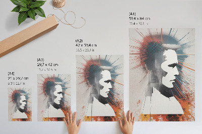 Poster Gezichtsprofiel, dynamische lijnen, modern