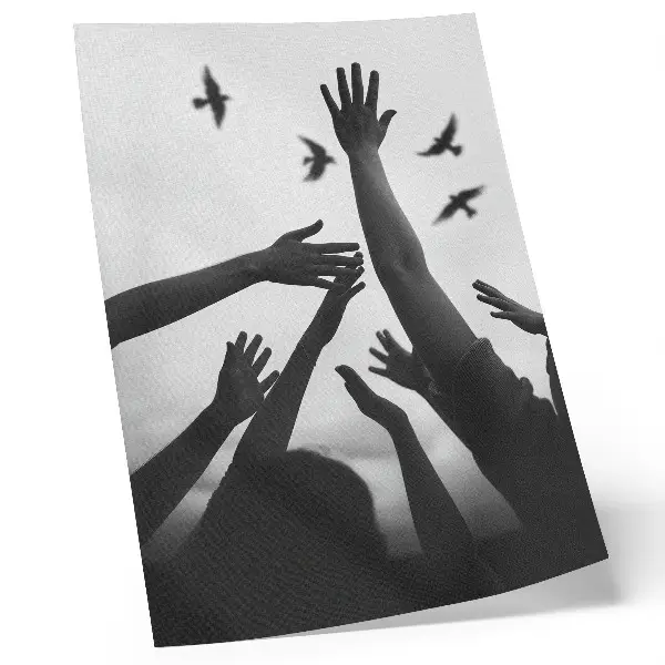 Decoratieve poster met minimalistische handen omhoog