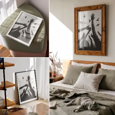 Decoratieve poster met minimalistische handen omhoog
