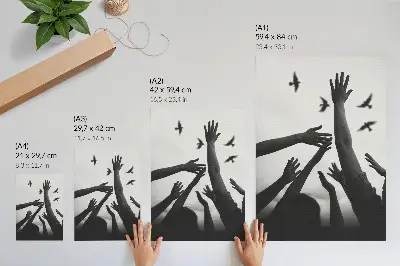 Decoratieve poster met minimalistische handen omhoog