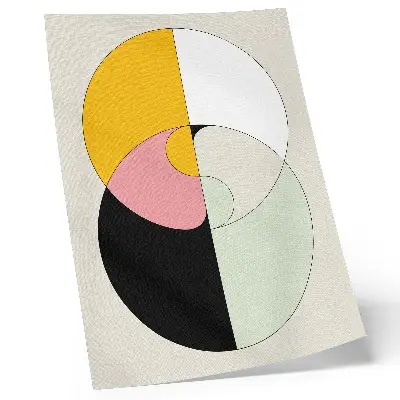 Poster met geometrische cirkels in contrasterende kleuren in een minimalistische stijl