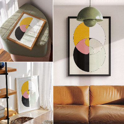 Poster Geometrische cirkels, contrasterende kleuren, minimalistische stijl