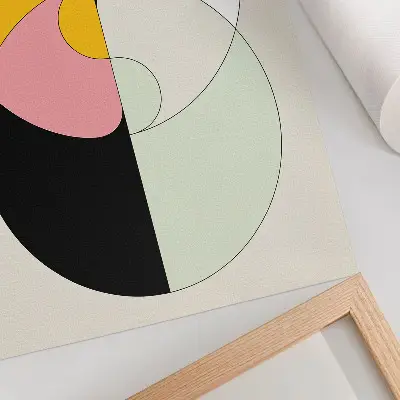 Poster met geometrische cirkels in contrasterende kleuren in een minimalistische stijl