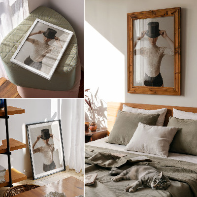 Decoratieve poster Retro elegantie hoge hoed subtiliteit minimalisme