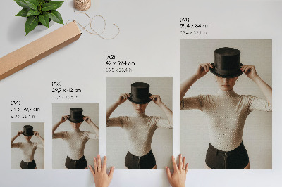 Decoratieve poster Retro elegantie hoge hoed subtiliteit minimalisme