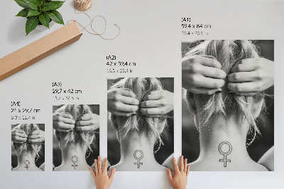 Poster Elegantie in zwart-wit, minimalisme, een symbool van vrouwelijkheid.