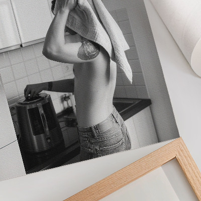 Poster Zwart-wit moderne minimalistische keuken
