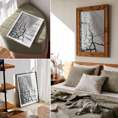 Decoratieve poster IJzige barstjes, harmonieuze winterse schoonheid