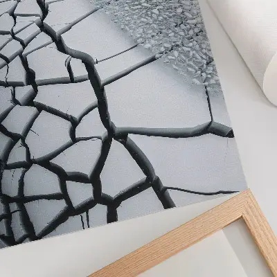 Decoratieve poster ijzige barstjes met een harmonieuze winterse schoonheid