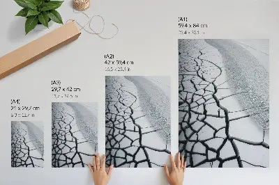 Decoratieve poster ijzige barstjes met een harmonieuze winterse schoonheid