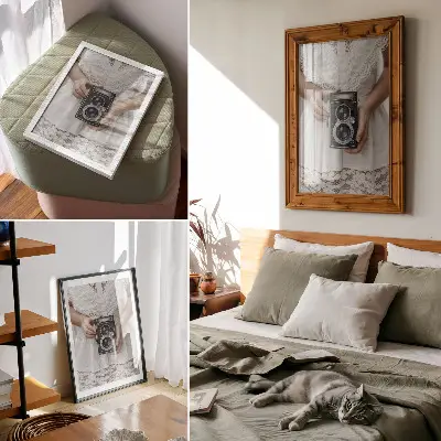 Decoratieve poster met camera kanten jurk delicate nostalgie