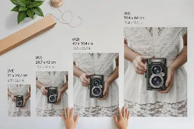 Decoratieve poster met camera kanten jurk delicate nostalgie