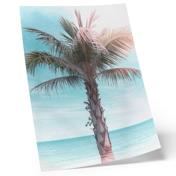 Decoratieve poster Palmboom boven de azuurblauwe zee, fluweelzachte hemel, tropisch