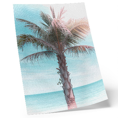 Decoratieve poster Palmboom boven de azuurblauwe zee, fluweelzachte hemel, tropisch