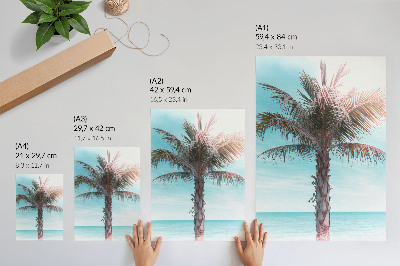 Decoratieve poster Palmboom boven de azuurblauwe zee, fluweelzachte hemel, tropisch