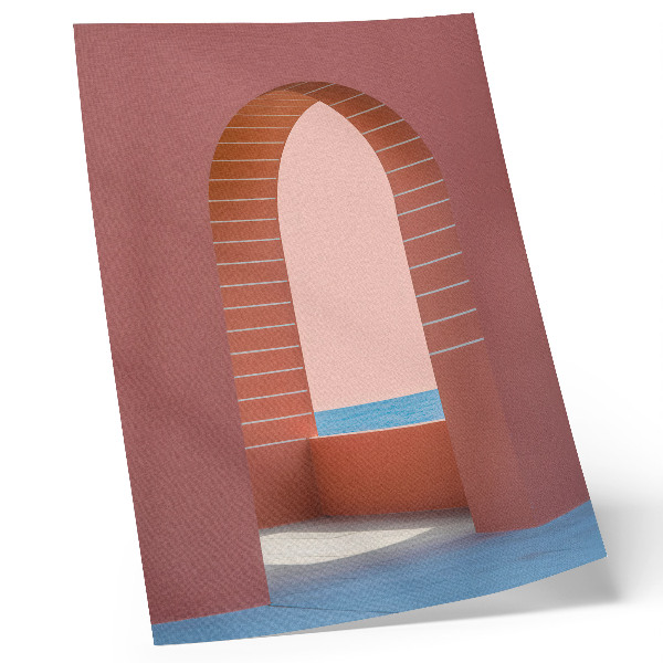 Wandposter Pastelkleurige bogen, minimalistische architectuur aan zee