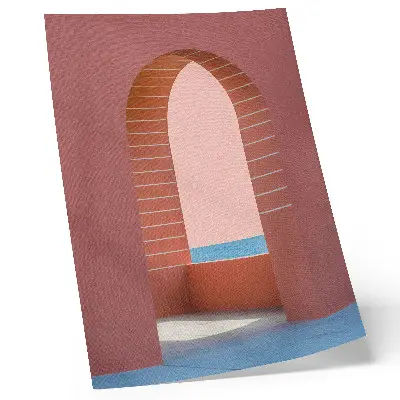 Wandposter pastelkleurige bogen met minimalistische architectuur aan zee