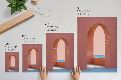 Wandposter Pastelkleurige bogen, minimalistische architectuur aan zee