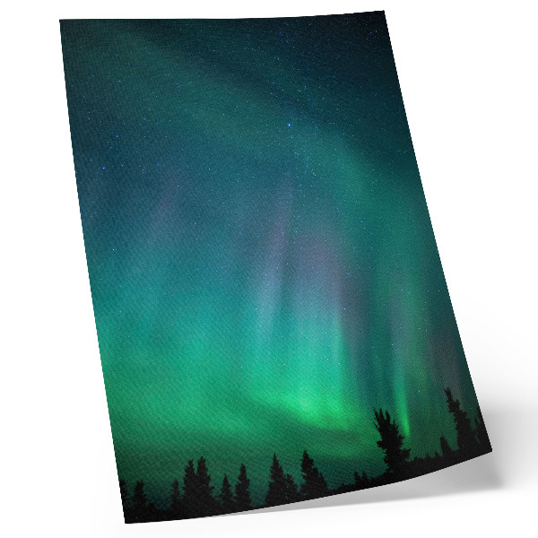 Decoratieve poster Aurora Borealis, turkooizen hemel, fonkelende sterren