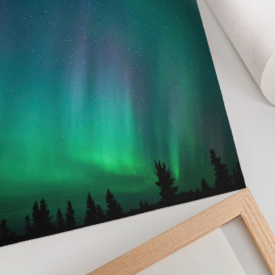 Decoratieve poster Aurora Borealis, turkooizen hemel, fonkelende sterren