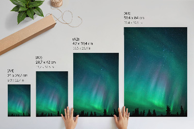 Decoratieve poster Aurora Borealis, turkooizen hemel, fonkelende sterren