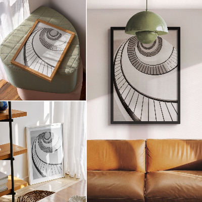 Wandposter Spiraaltrap met betoverende geometrische elegantie