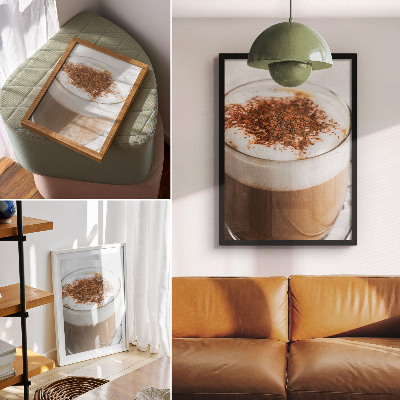 Poster Koffie met schuim, warme kleuren, harmonie