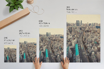 Decoratieve poster Panorama van de stad, hoge gebouwen, weg
