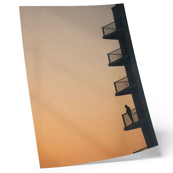 Decoratieve poster Zonsondergang, silhouet van een gebouw, rust