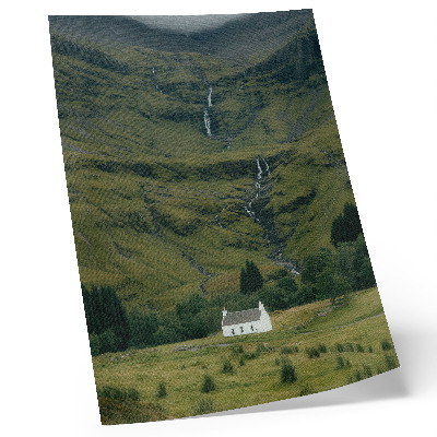 Poster Groene heuvels, pittoresk huisje, vredige sfeer