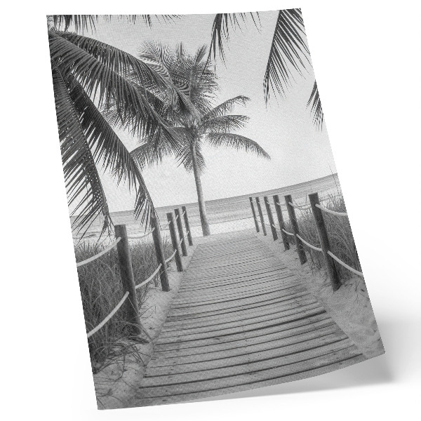 Decoratieve poster Tropische pier, palmbomen, zand, eindeloze horizon