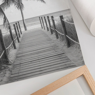 Decoratieve poster Tropische pier, palmbomen, zand, eindeloze horizon