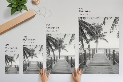 Decoratieve poster Tropische pier, palmbomen, zand, eindeloze horizon