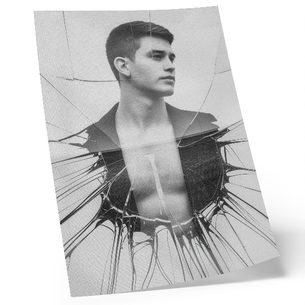 Poster Zwart-wit portret met een glaseffect