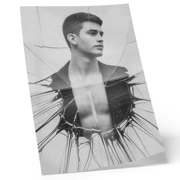 Poster zwart-wit portret met glaseffect