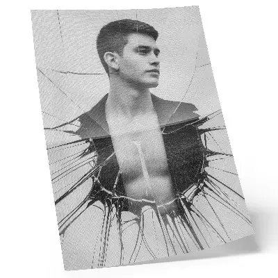 Poster zwart-wit portret met glaseffect