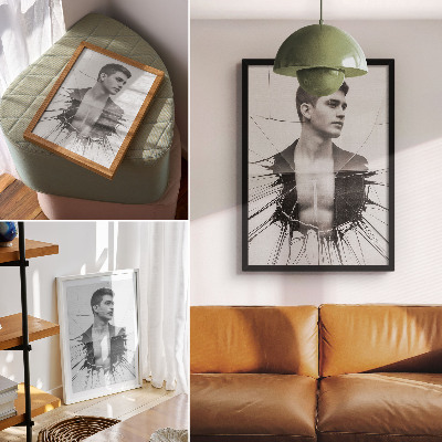 Poster Zwart-wit portret met een glaseffect