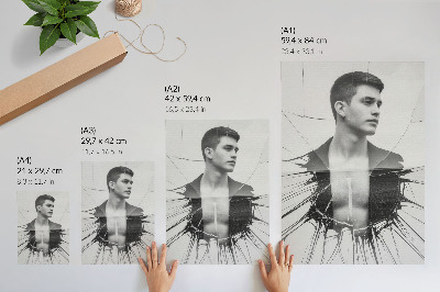 Poster Zwart-wit portret met een glaseffect