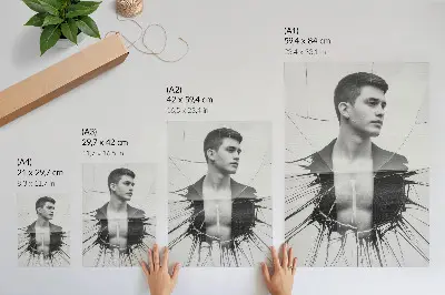Poster zwart-wit portret met glaseffect
