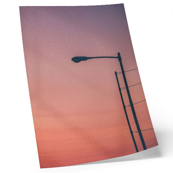 Wandposter Minimalistische lamp, romantische zonsondergang, moderniteit