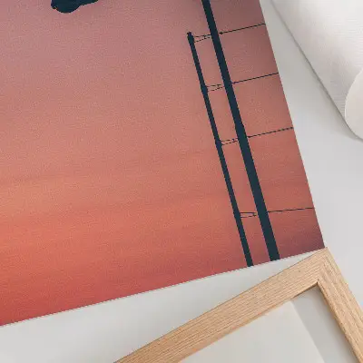 Wandposter minimalistische lamp met romantische zonsondergang in een moderne stijl