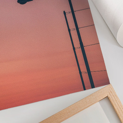 Wandposter Minimalistische lamp, romantische zonsondergang, moderniteit