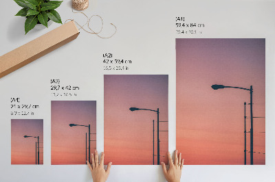 Wandposter Minimalistische lamp, romantische zonsondergang, moderniteit