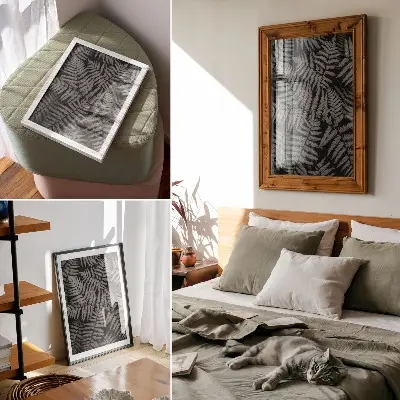 Poster sensuele varen in zwart-wit met symmetrie en elegantie