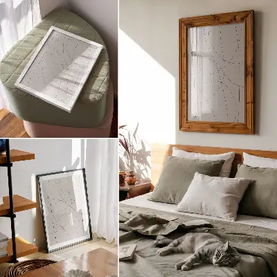 Decoratieve poster met creatieve lijnen op een neutrale achtergrond