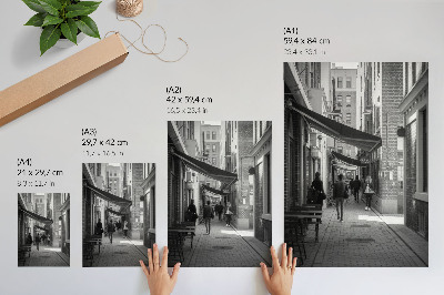 Decoratieve poster Zwart-witte smalle straatgevels van baksteen