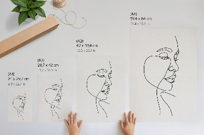 Poster Minimalistische gezichtslijnkunst zonder overbodige details.